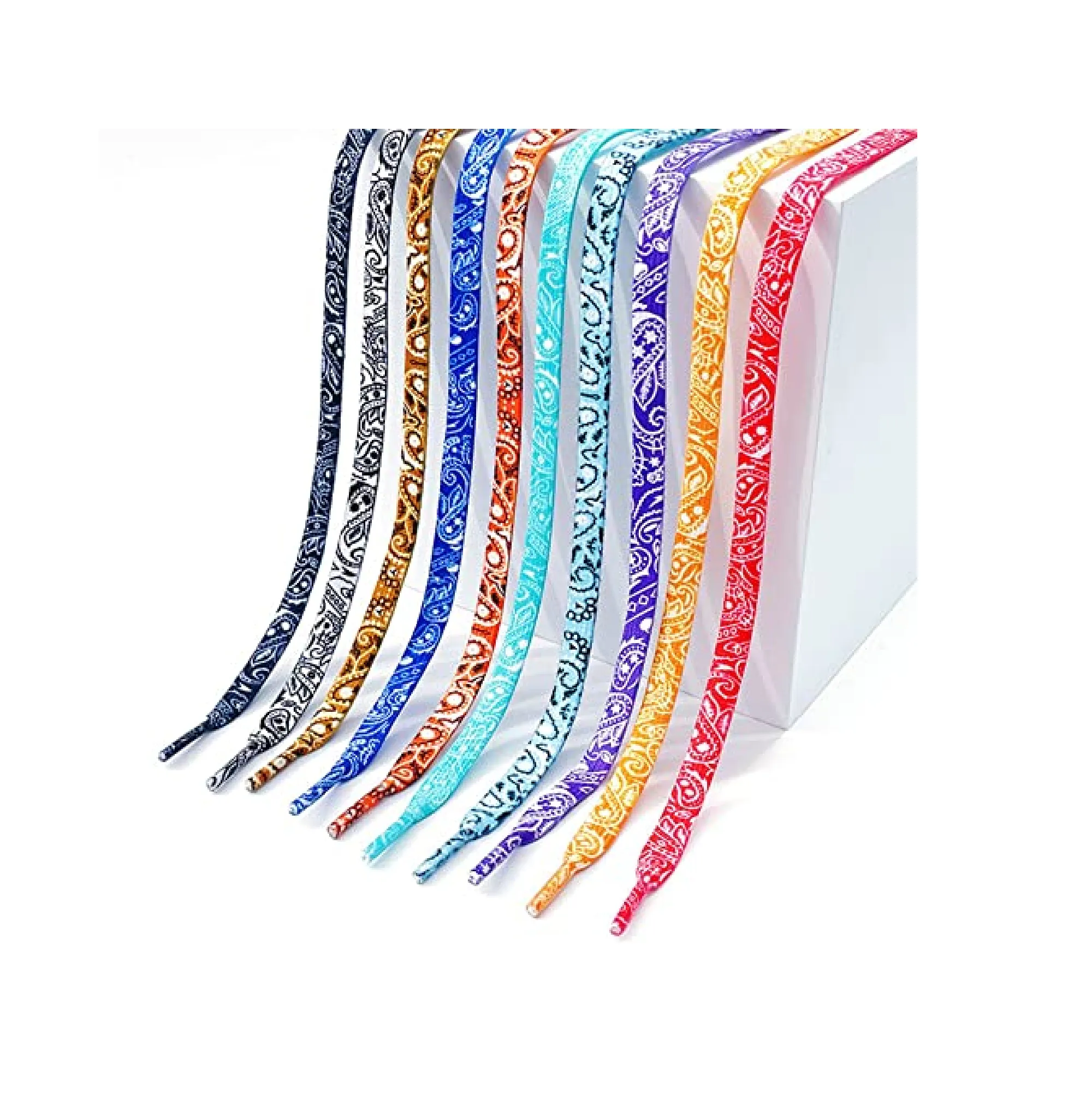 Bandana Shoe Laces 55" Paisley Flat Shoelace Cashew Flower Shoelaces for Sneakers Knicks Streetwear Photoshoot - 7 Pairs