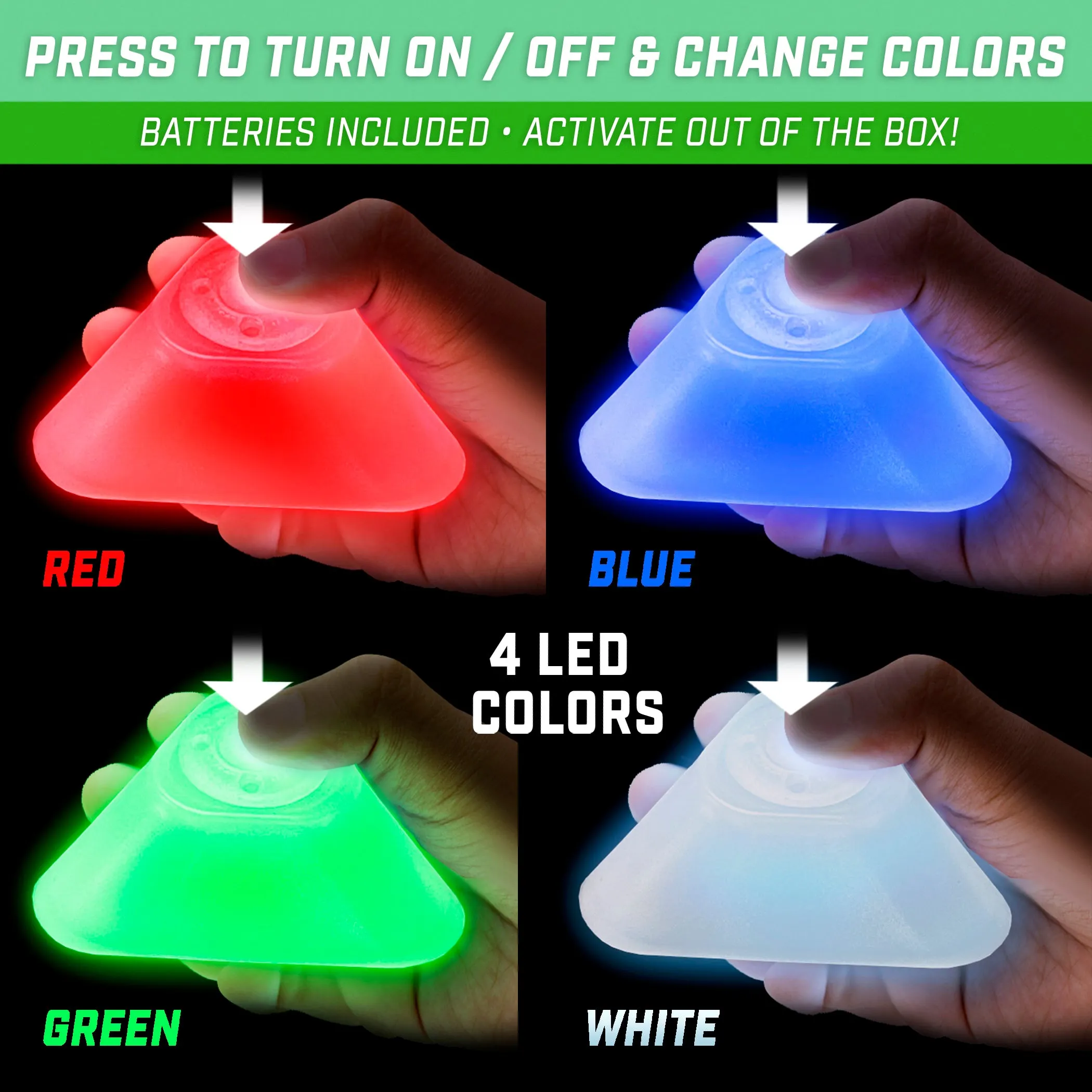 GoSports Modern Light Up Cones - 6 Pack
