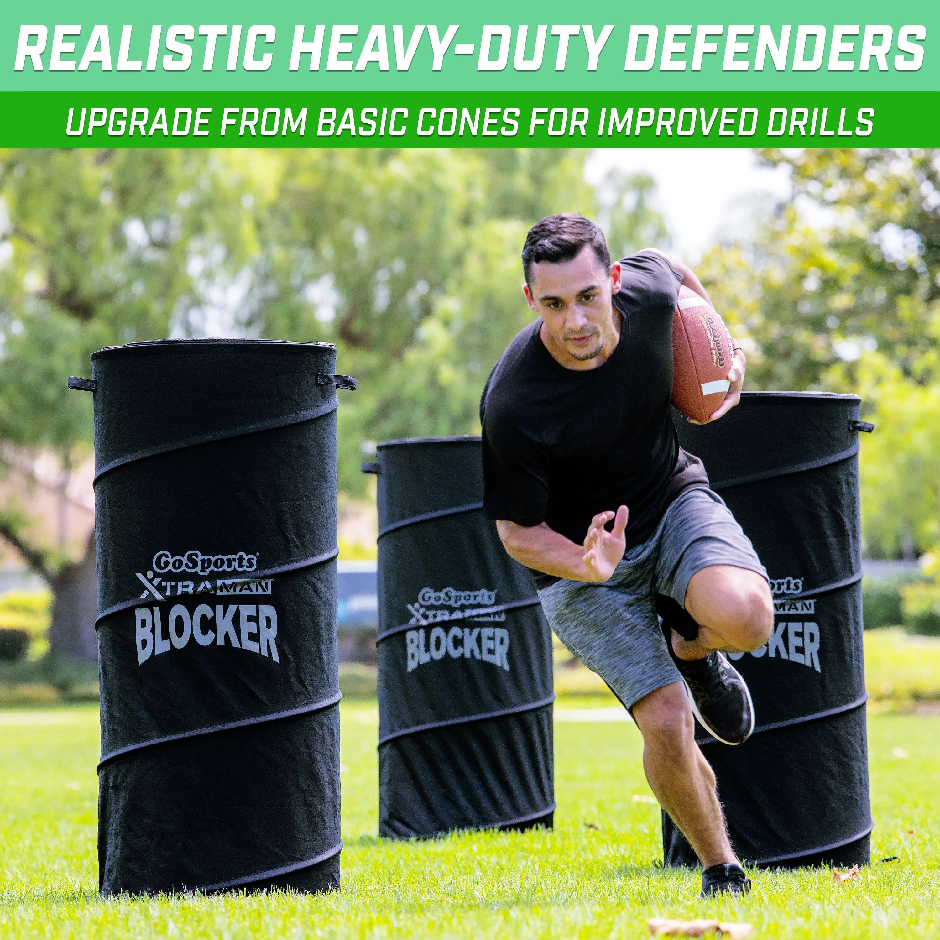 GoSports XTRAMAN PRO Pop Up Defender 3 Pack - Multi-Sport Blocking Dummy