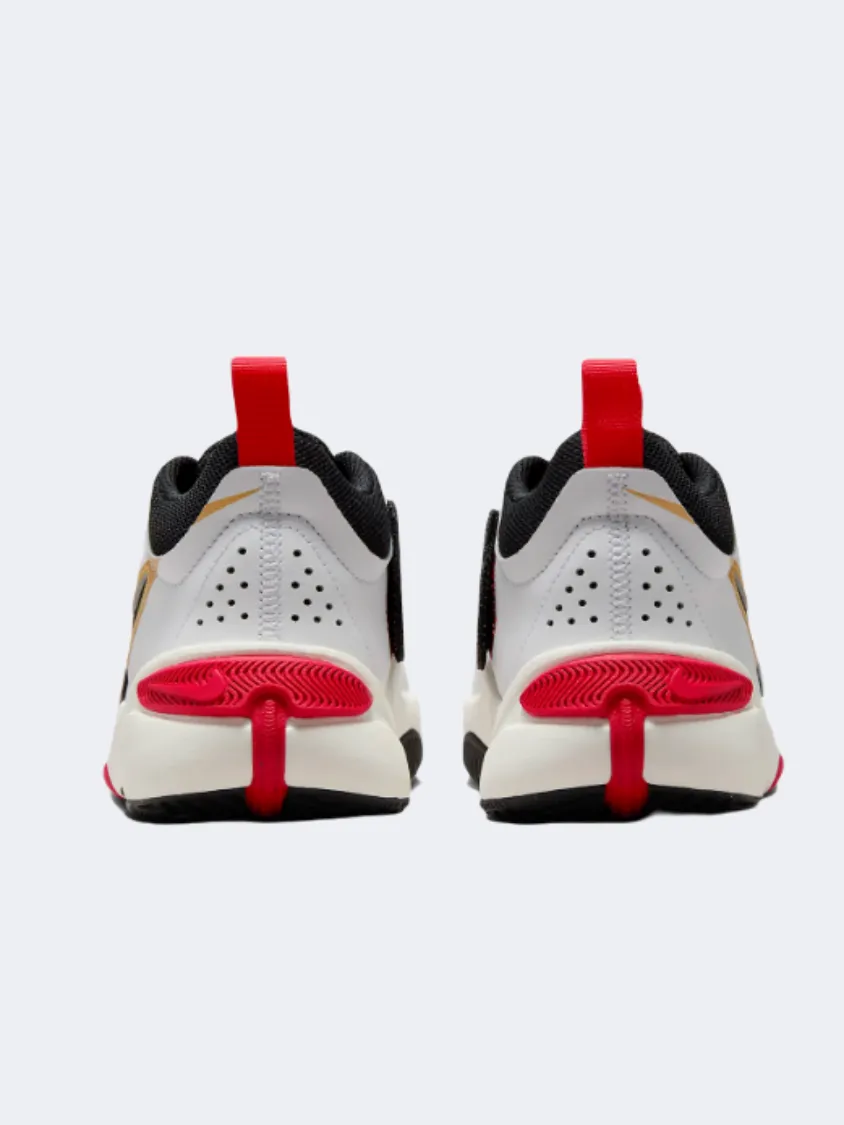 Nike Team Hustle 11 Gs-Boys Basketball Shoes White/Gold/Red/Black