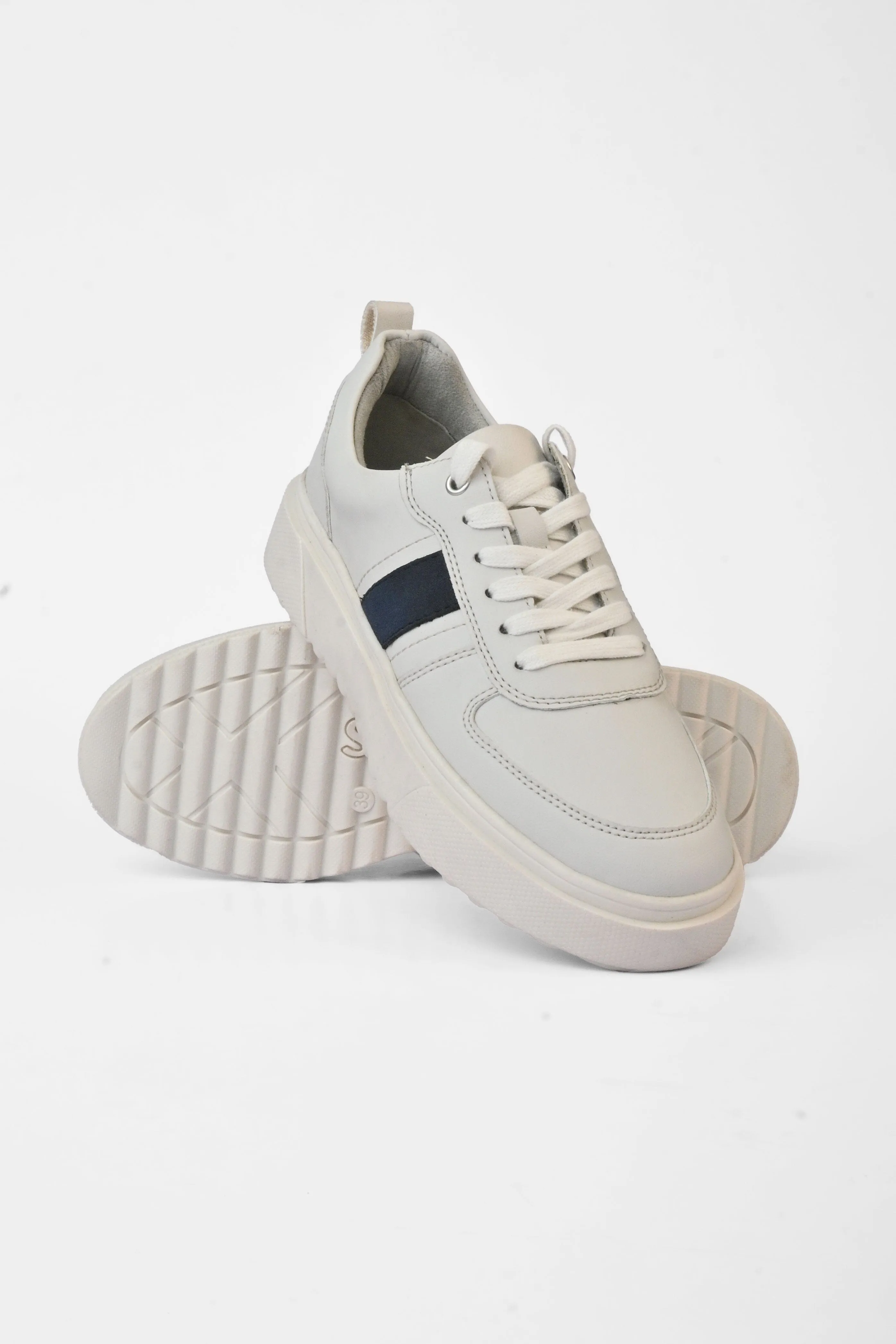 S.Oliver Unisex Stripes Style Comfortable Leather Sneakers