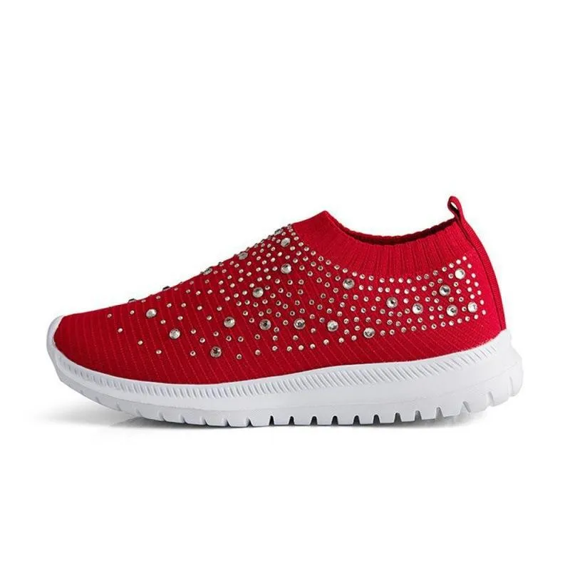 Women's Rainbow Rhinestone Sock Comfortable Slip On Sports Sneakers