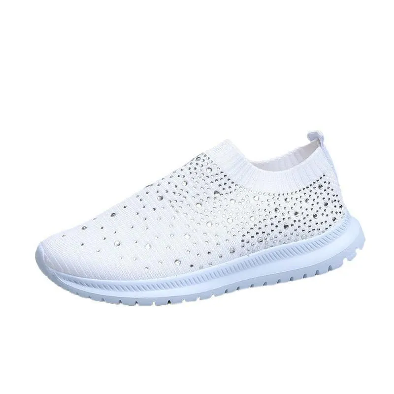 Women's Rainbow Rhinestone Sock Comfortable Slip On Sports Sneakers