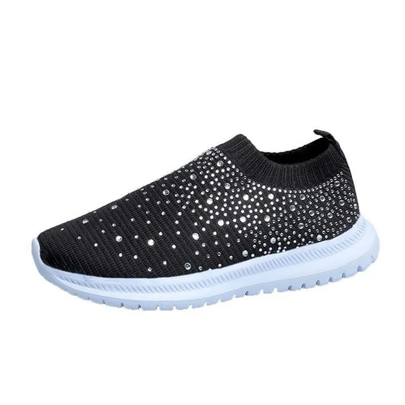 Women's Rainbow Rhinestone Sock Comfortable Slip On Sports Sneakers