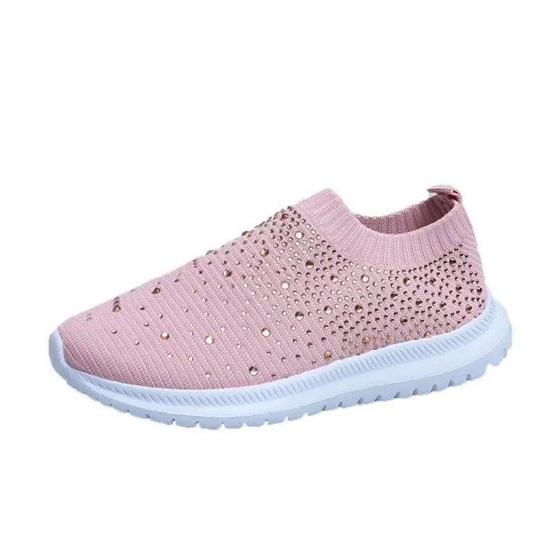 Women's Rainbow Rhinestone Sock Comfortable Slip On Sports Sneakers