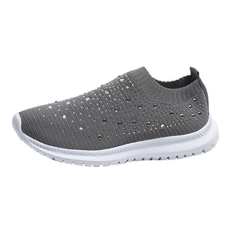Women's Rainbow Rhinestone Sock Comfortable Slip On Sports Sneakers