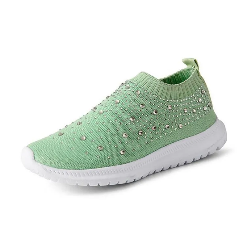 Women's Rainbow Rhinestone Sock Comfortable Slip On Sports Sneakers