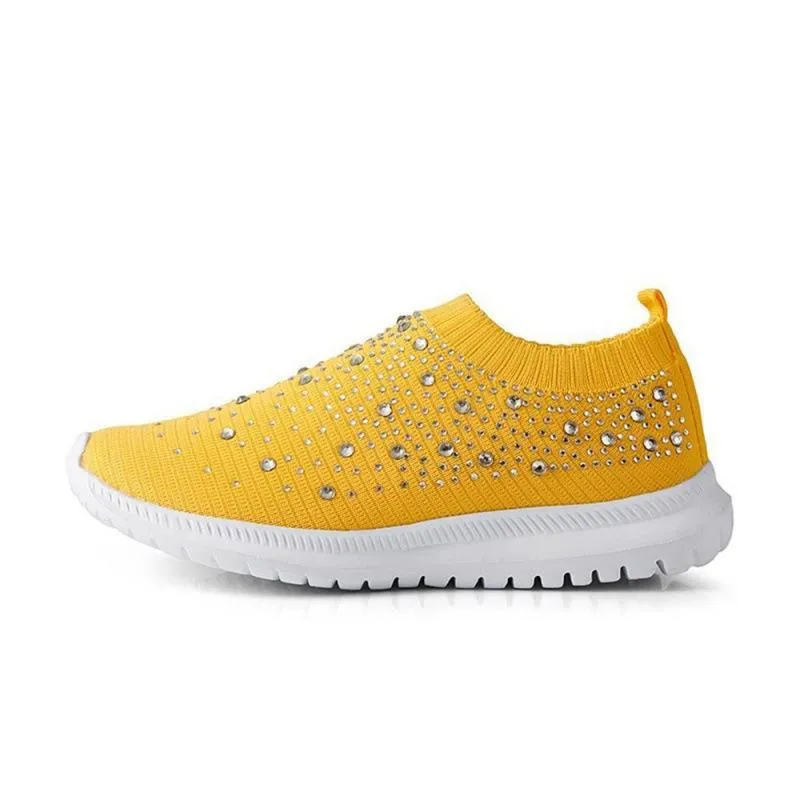 Women's Rainbow Rhinestone Sock Comfortable Slip On Sports Sneakers